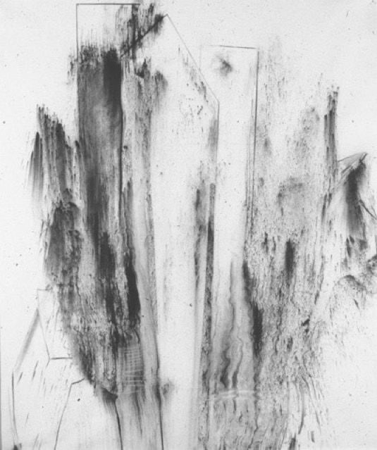 Threaded in Time 1999 charcoal on acid free Arches paper by Jane Boyd