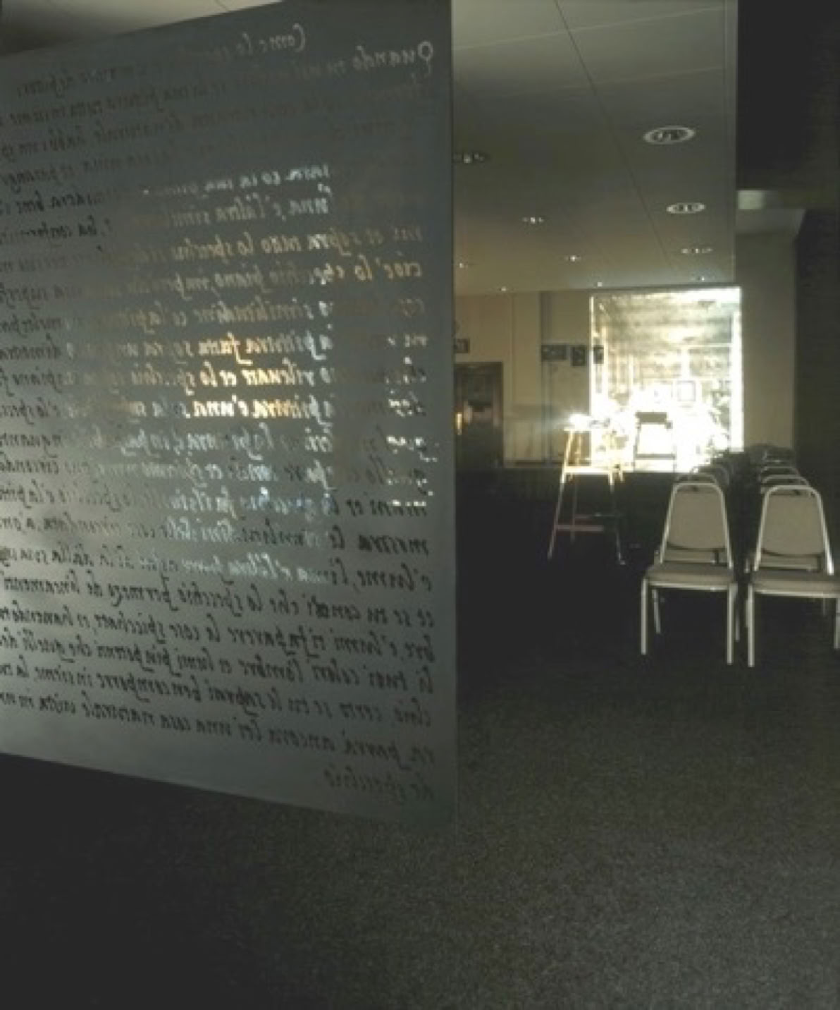 Palindrome 2000 a light based installation at The Warburg Institute London by Jane Boyd a transcription of Las Menias by Diego Vel&aacute;zquez