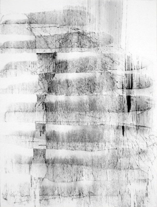 Oneness i 2011 one of four large drawings in charcoal dust on acid free Arches paper on paper by Jane Boyd